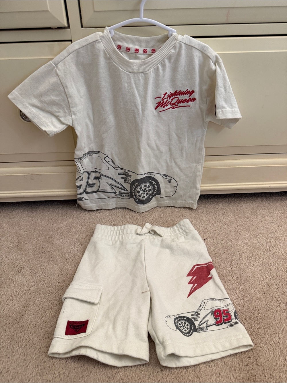 Disney Cream and Red Lightning McQueen Kids Matching Set